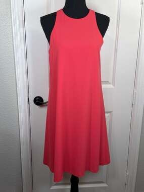 Cremieux Coral Pink Halter Neck Shift Dress Size Medium